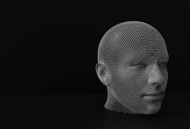 3D Rendered Illustration of a Human Face Design