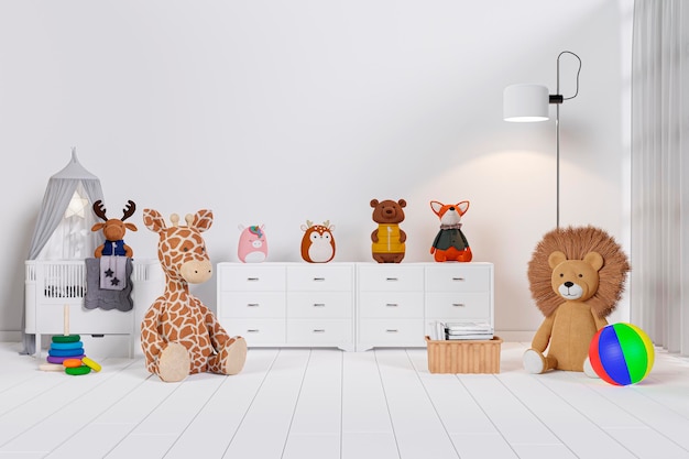 3d rendered kid room with toys