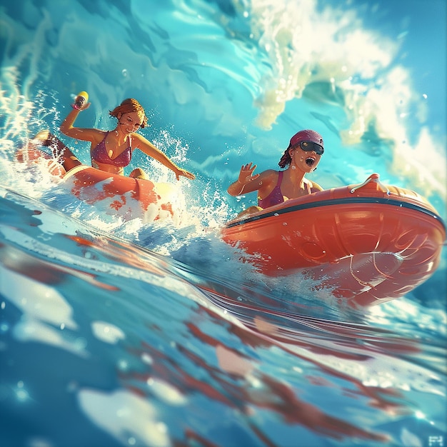 Photo 3d rendered life is a beach ride the wave of summer adventures in style