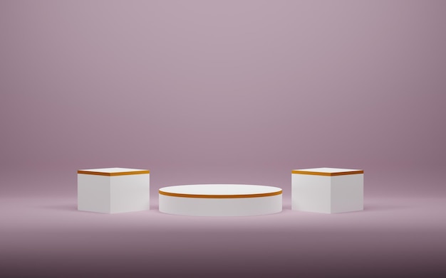 3D rendered luxury podium with pink background