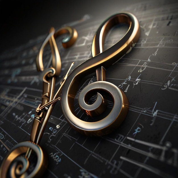 Photo 3d rendered musical note background