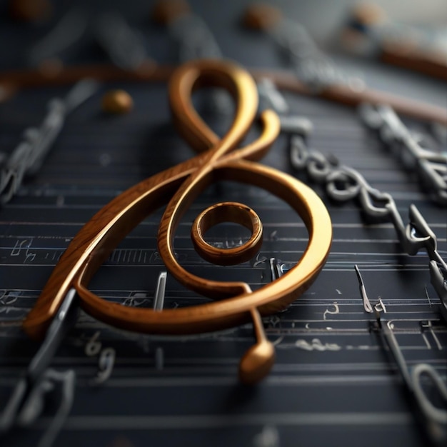 Photo 3d rendered musical note background