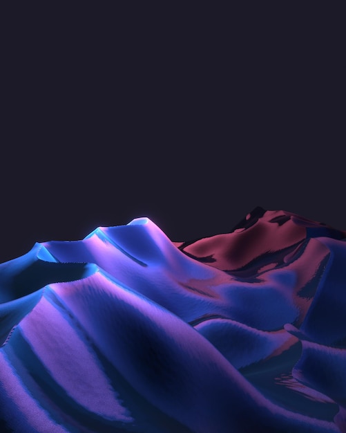 3d rendered neon sand dunes landscape.