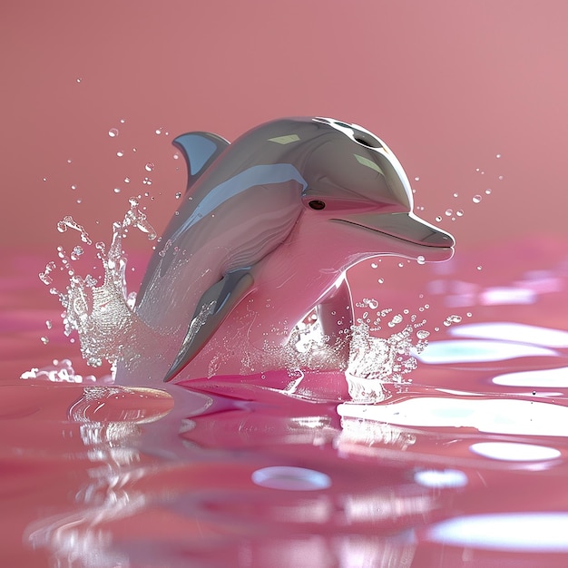 3d rendered photo of 3d beautiful dolphin with pink background