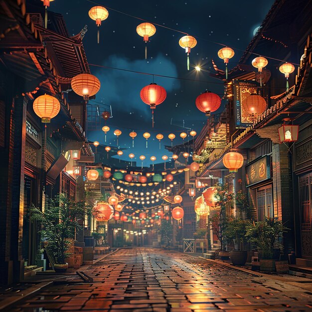 3d rendered photo of asian street at night