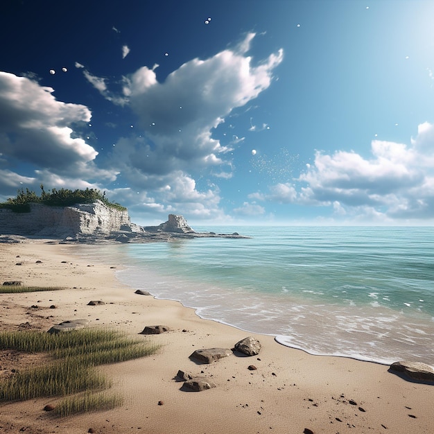 3d rendered photo of beach