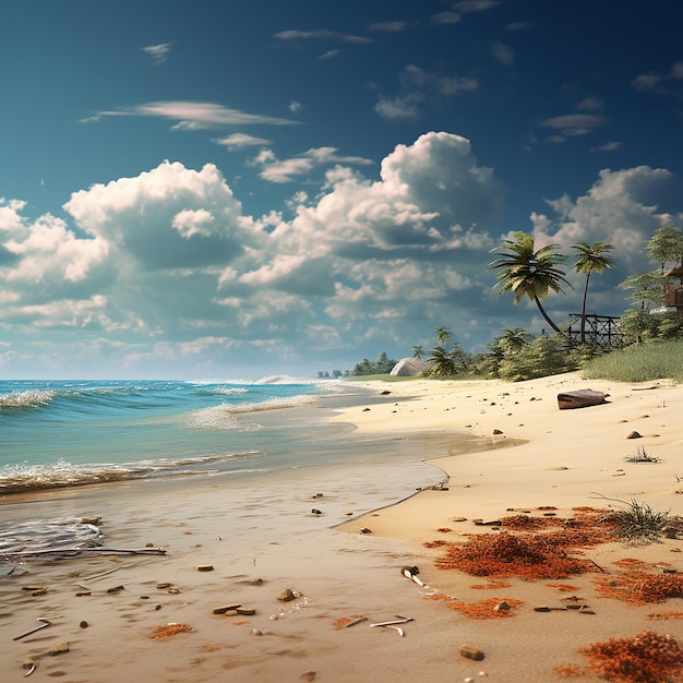 3d rendered photo of beach