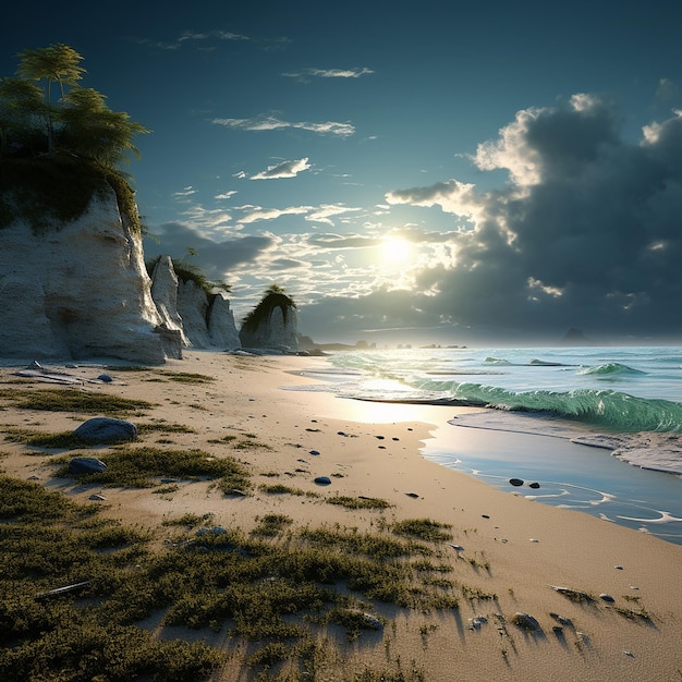 3d rendered photo of beach