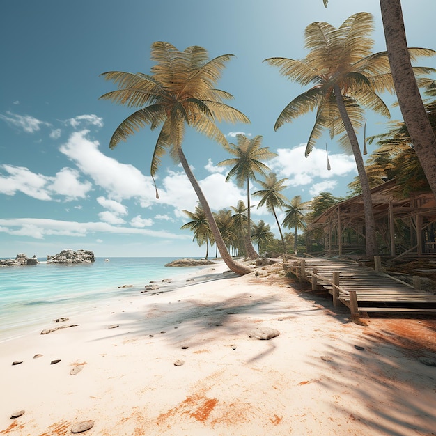 3d rendered photo of beach