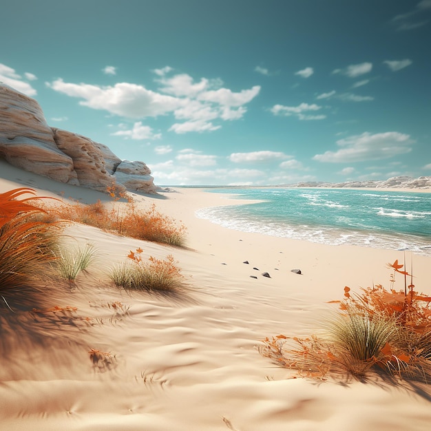 3d rendered photo of beach