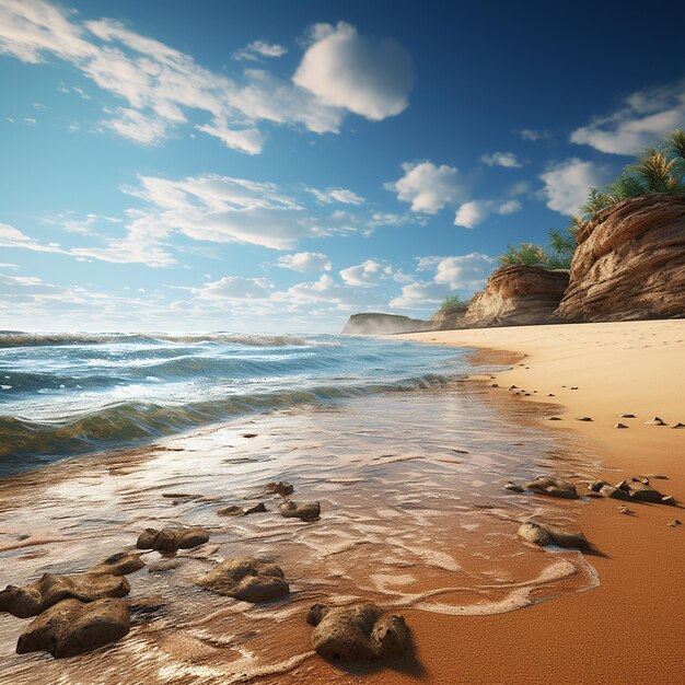 3d rendered photo of beach