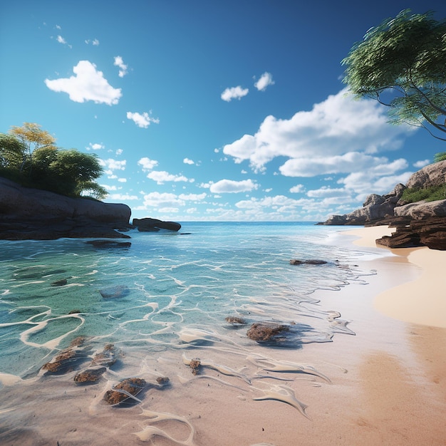 3d rendered photo of beach