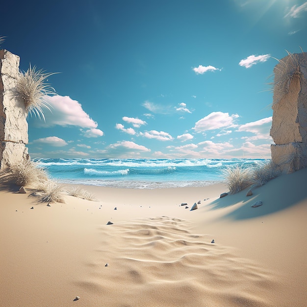 3d rendered photo of beach