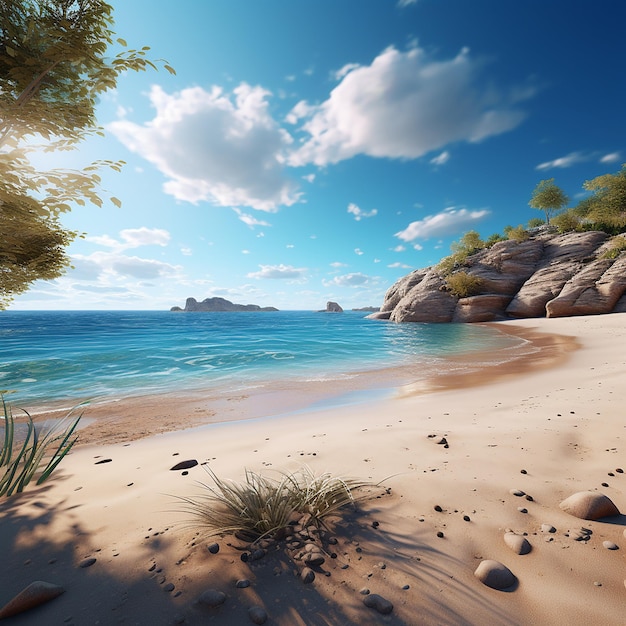 3d rendered photo of beach