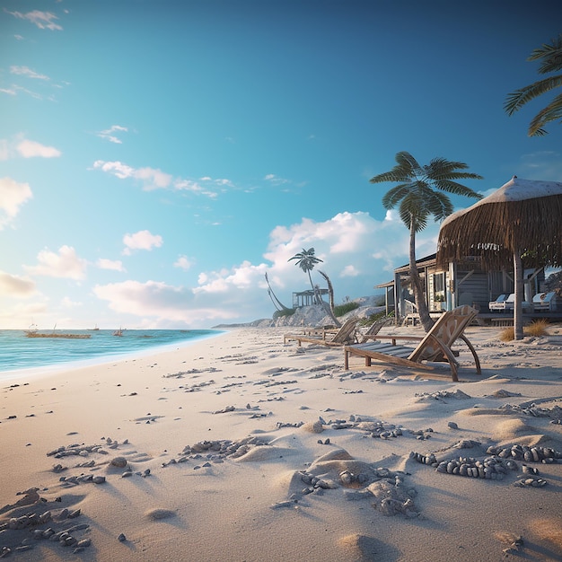 3d rendered photo of beach