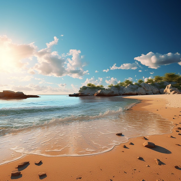 3d rendered photo of beach