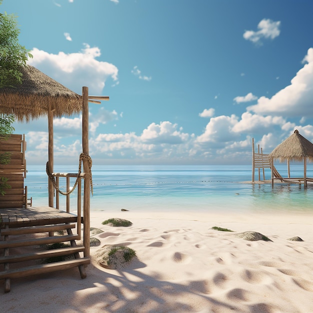 3d rendered photo of beach