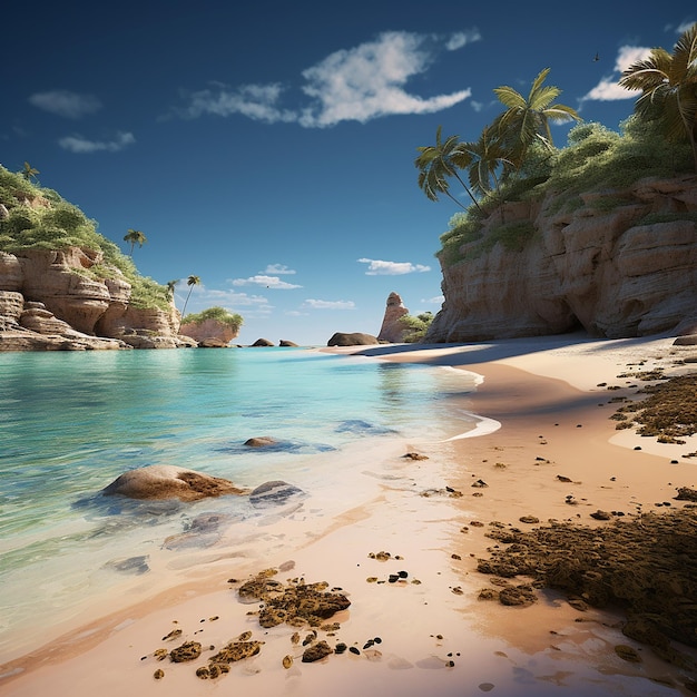 3d rendered photo of beach