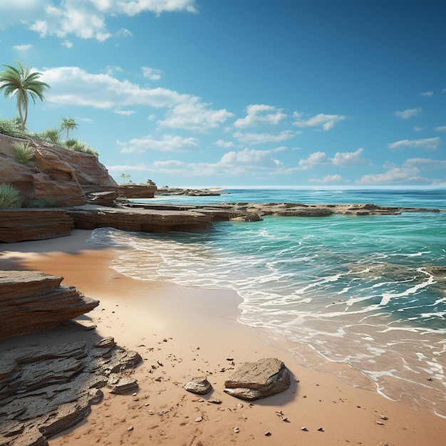 3d rendered photo of beach