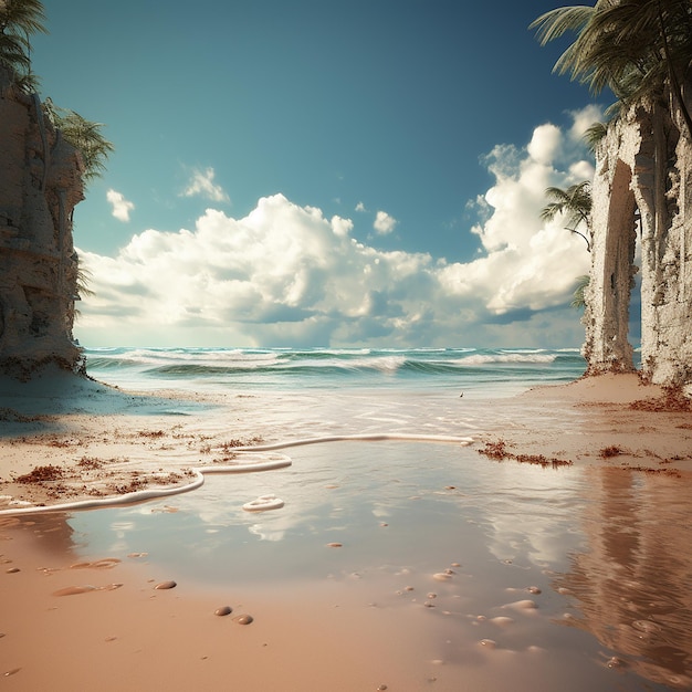 3d rendered photo of beach