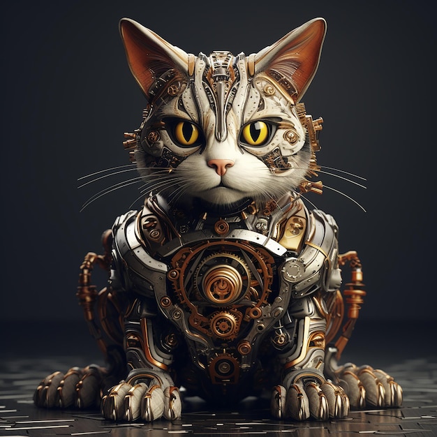 Photo 3d rendered photo of a cat