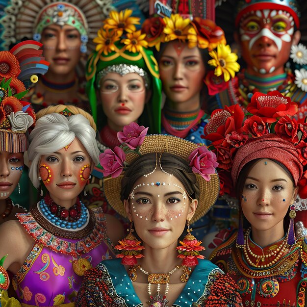 Photo 3d rendered photo of celebrate diversity showcase the unique beauty of different cultures