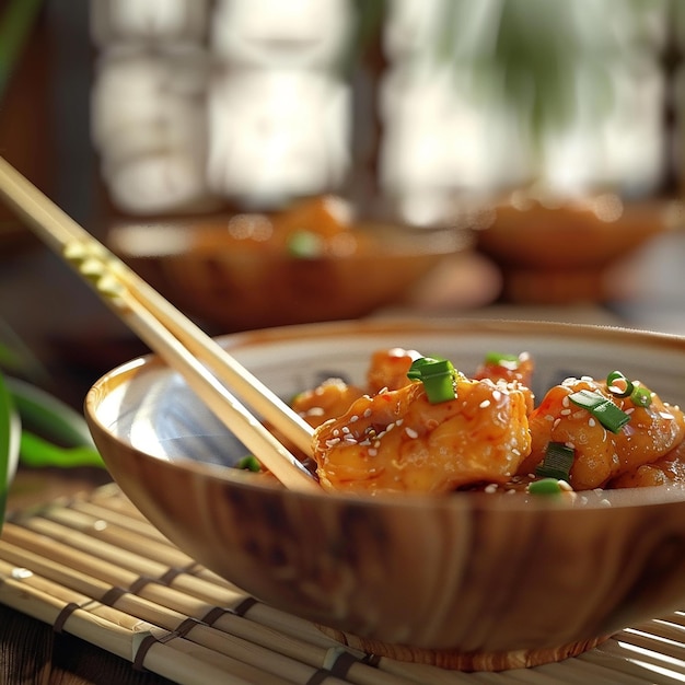 Photo 3d rendered photo of close up on delicious asian food