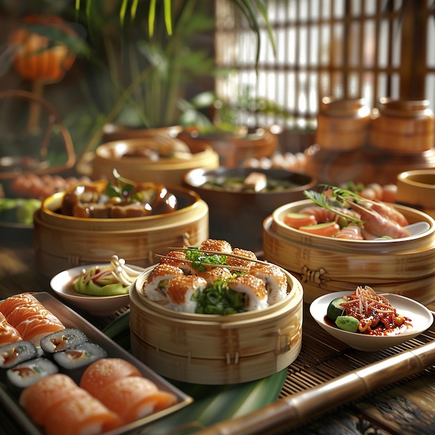 3d rendered photo of Close up on delicious asian food