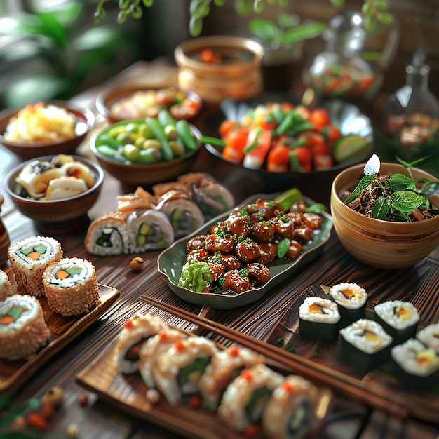 3d rendered photo of Close up on delicious asian food