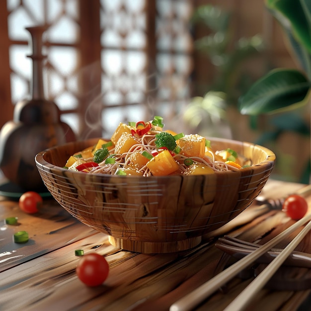 3d rendered photo of Close up on delicious asian food