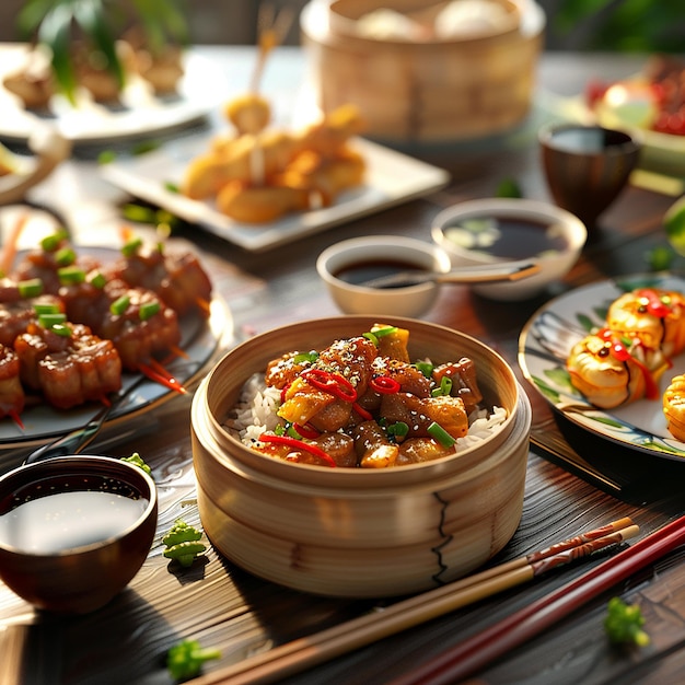 3d rendered photo of Close up on delicious asian food