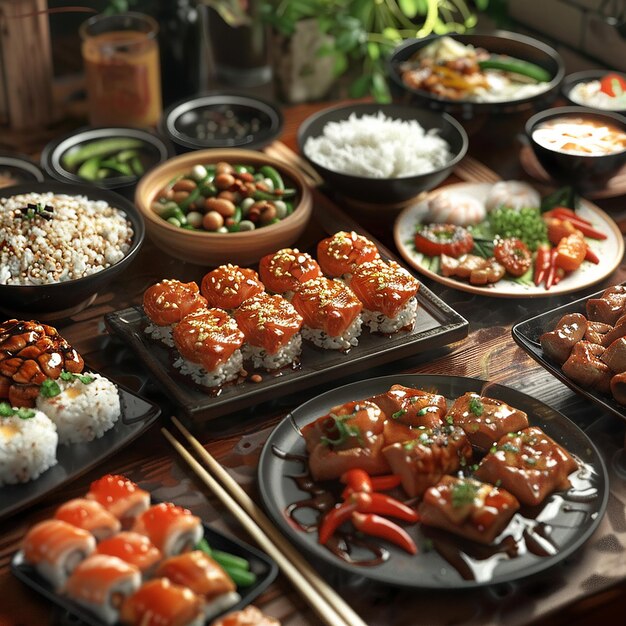 3d rendered photo of Close up on delicious asian food