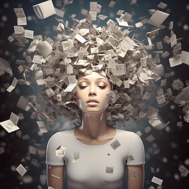 3d rendered photo of Concept portrait of overstimulated person