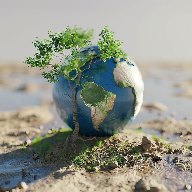 3d rendered photo of Concept Save the world save environment The world