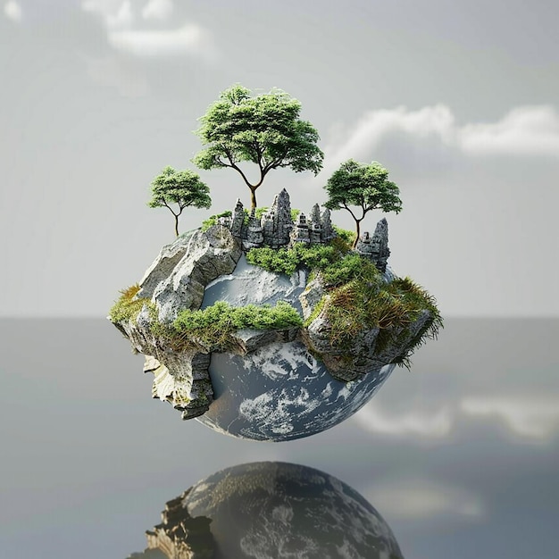 3d rendered photo of Concept Save the world save environment The world