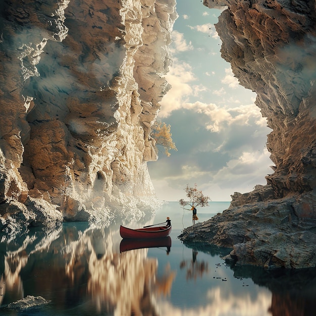 3d rendered photo of Create a surreal scene combine elements from different photos