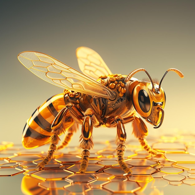 3d rendered photo of Digital art style bee