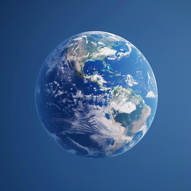 3d rendered photo of earth planet with blue background