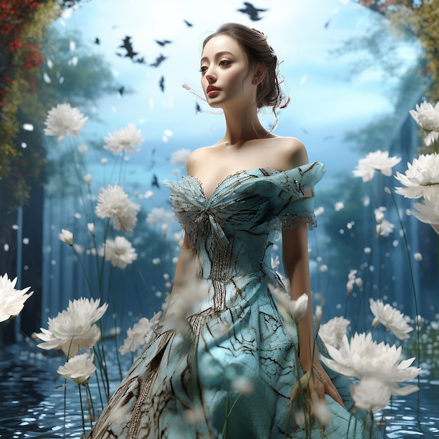 3d rendered photo of Female models photo with full of gorgeous beautiful moments