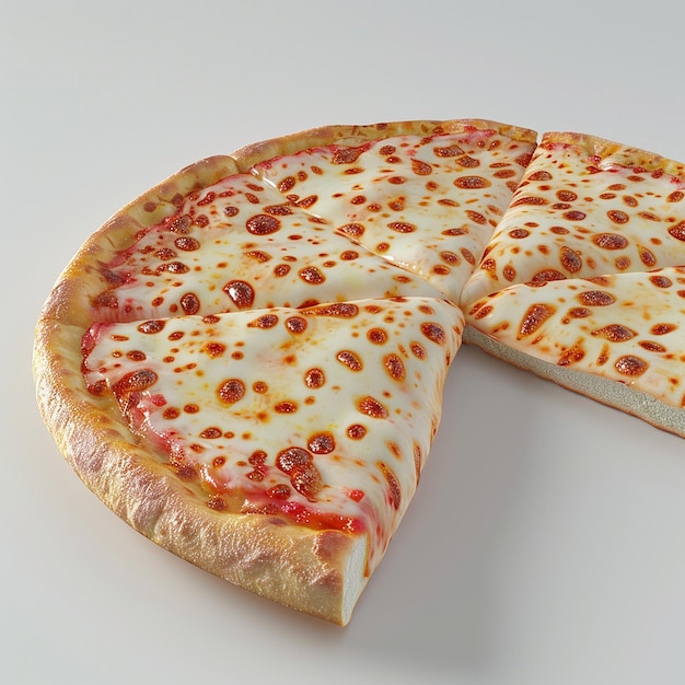 3d rendered photo of freshly pizza with mozzarella cheese slice simple background