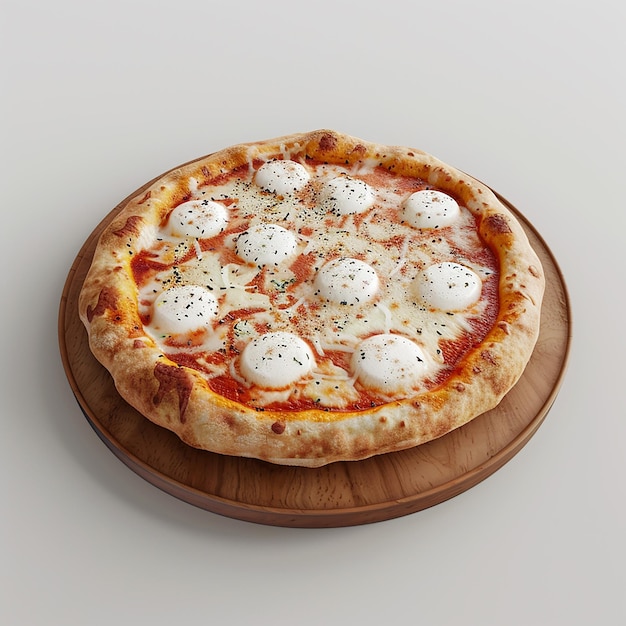 3d rendered photo of freshly pizza with mozzarella cheese slice simple background