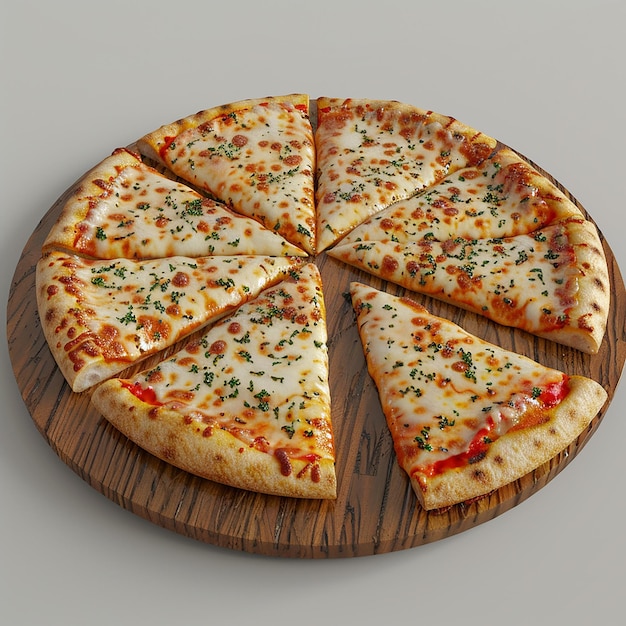 3d rendered photo of freshly pizza with mozzarella cheese slice simple background