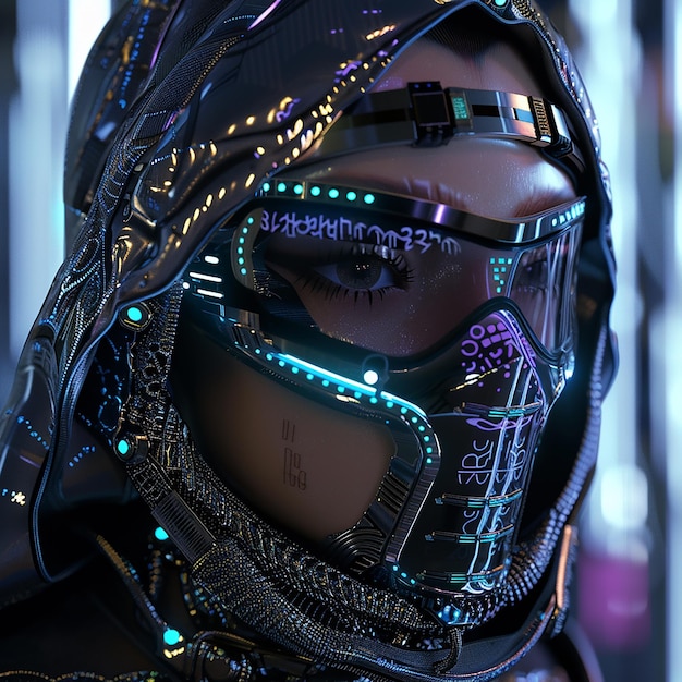 Photo 3d rendered photo of futuristic scifi fantasy cyberpunk woman cybernetic technology concept