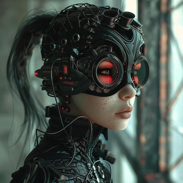 3d rendered photo of Futuristic scifi fantasy cyberpunk woman cybernetic technology concept