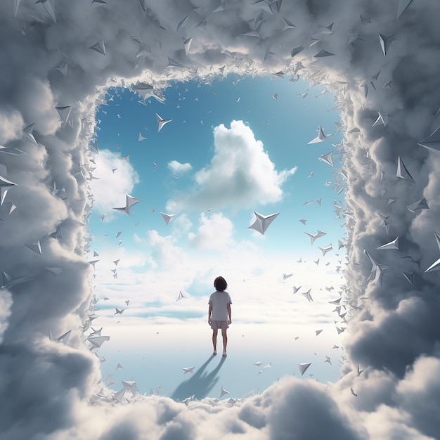 3d rendered photo of a hiding in the sky