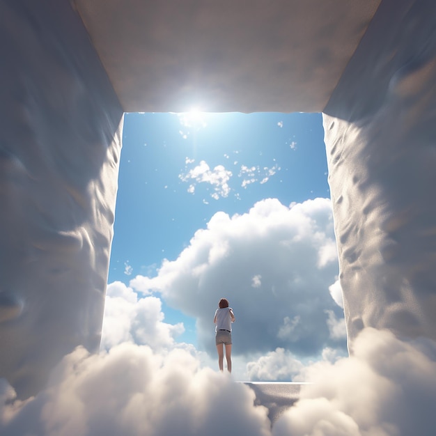 3d rendered photo of a hiding in the sky