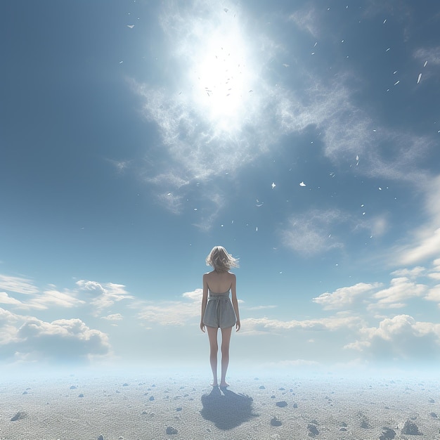 3d rendered photo of a hiding in the sky