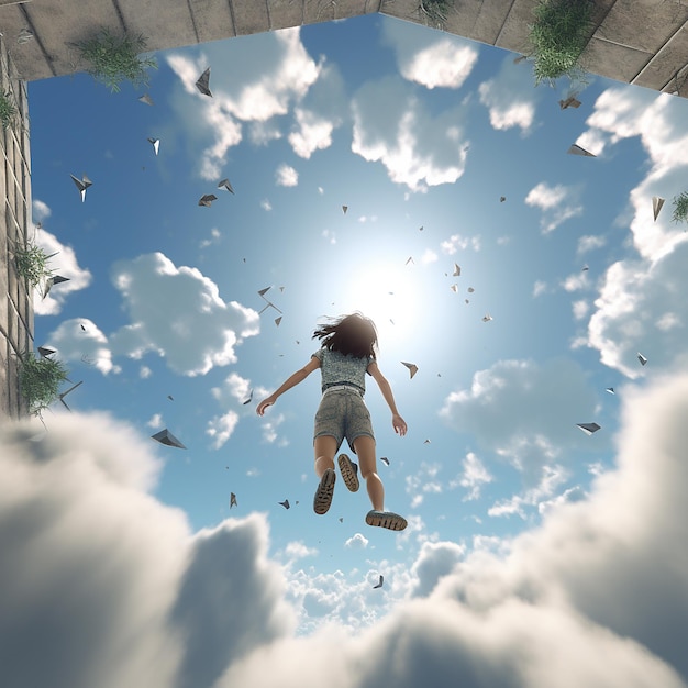 3d rendered photo of a hiding in the sky