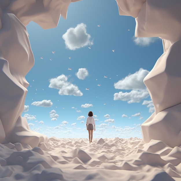 3d rendered photo of a hiding in the sky