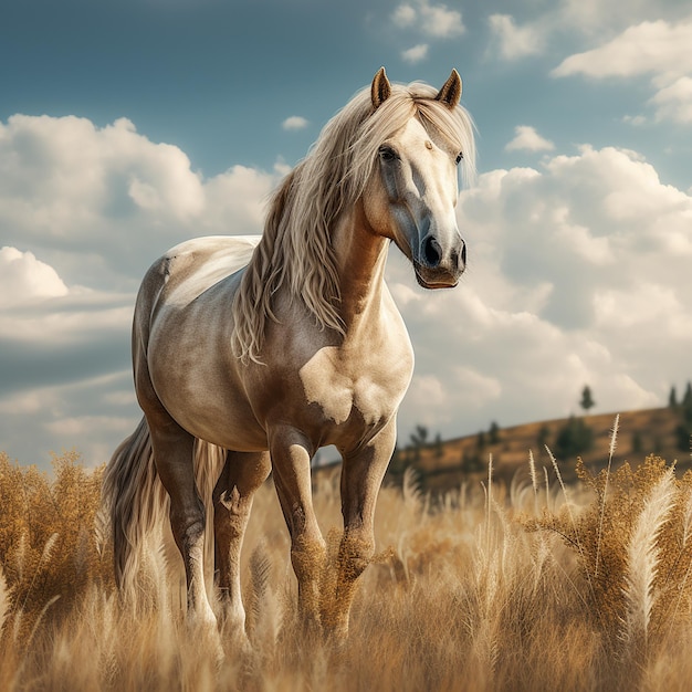 3d rendered photo of horse